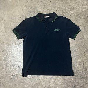 Prada Black/Green Vintage Polo Shirt Size Small Bull Embroidery